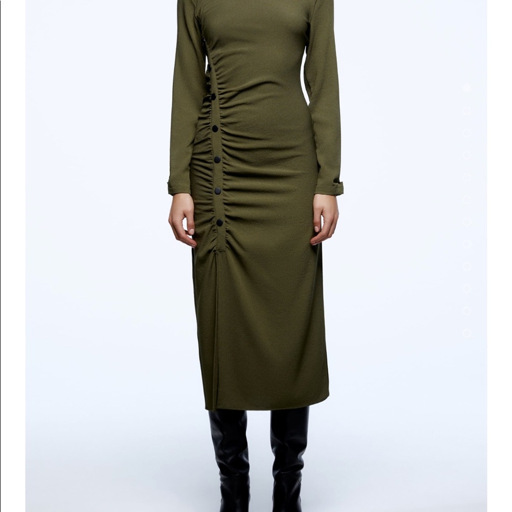 Zara green draped dress